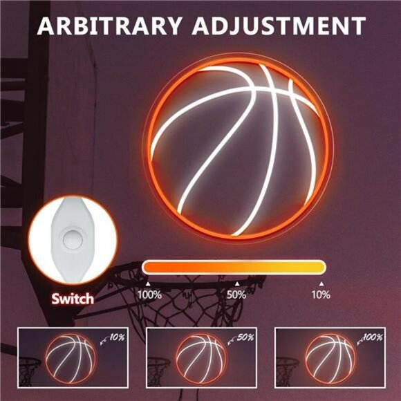 Basketball Neon Sign LED Wall Light Dimmable Sports Decor for Room Bedroom - Picture 5 of 8